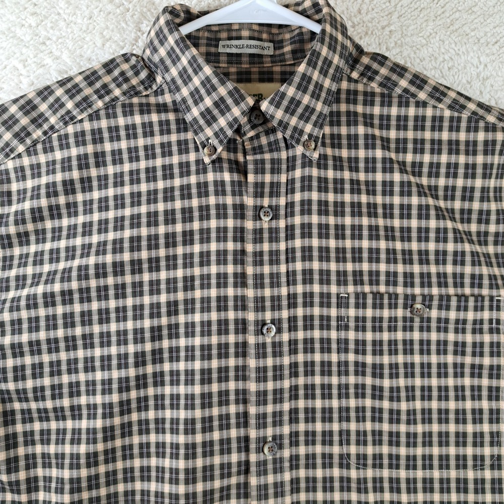 Gander Mountain Button Down Shirt Mens Size Large Brown Check Pocket